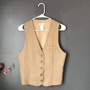 Talbots Cotton Vest Tweed Tan Vest S